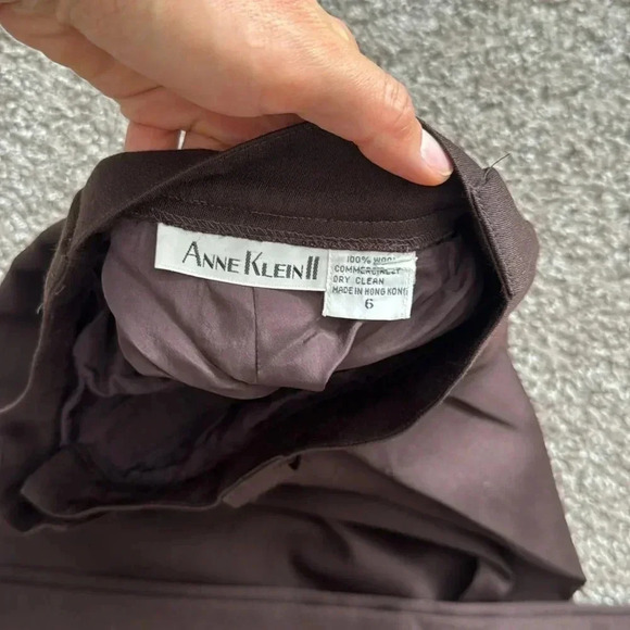 Anne Klein high wasted chocolate wool trousers - Picture 5 of 9